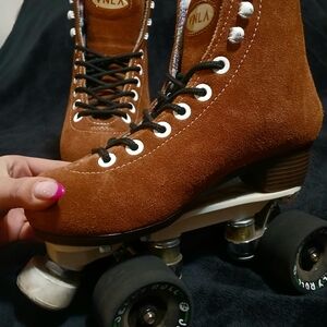 Women's Brown Suede Roller Skates